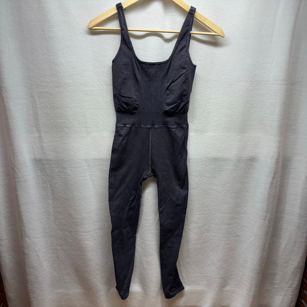 Free People Black Ribbed Tank Jumpsuit